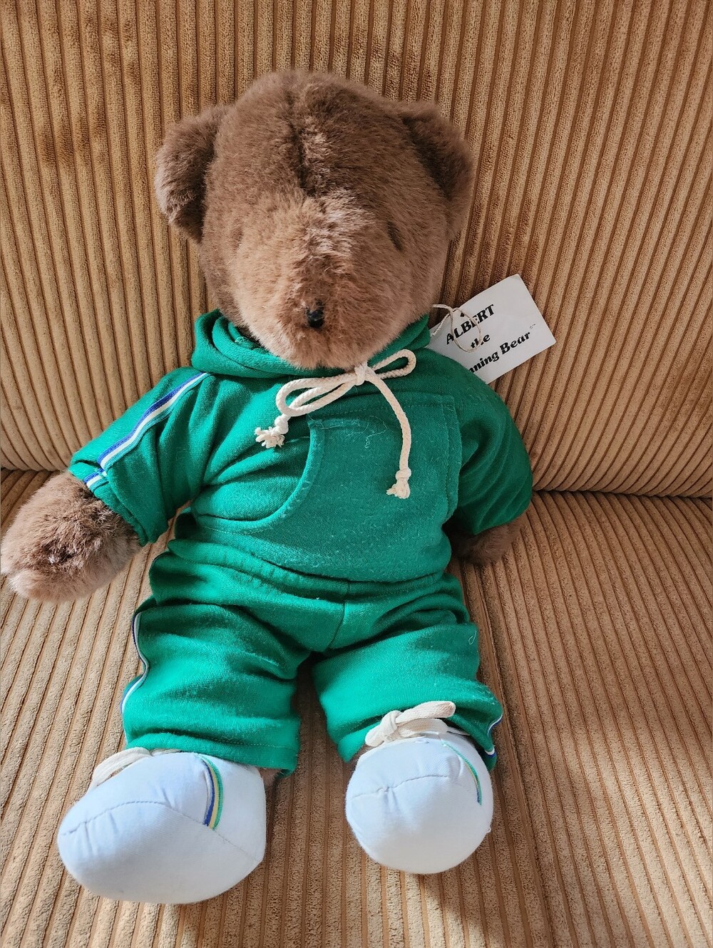 RARE Vtg 1979 Large 20" Albert The Running Bear Runner Track Suit Plush Teddy